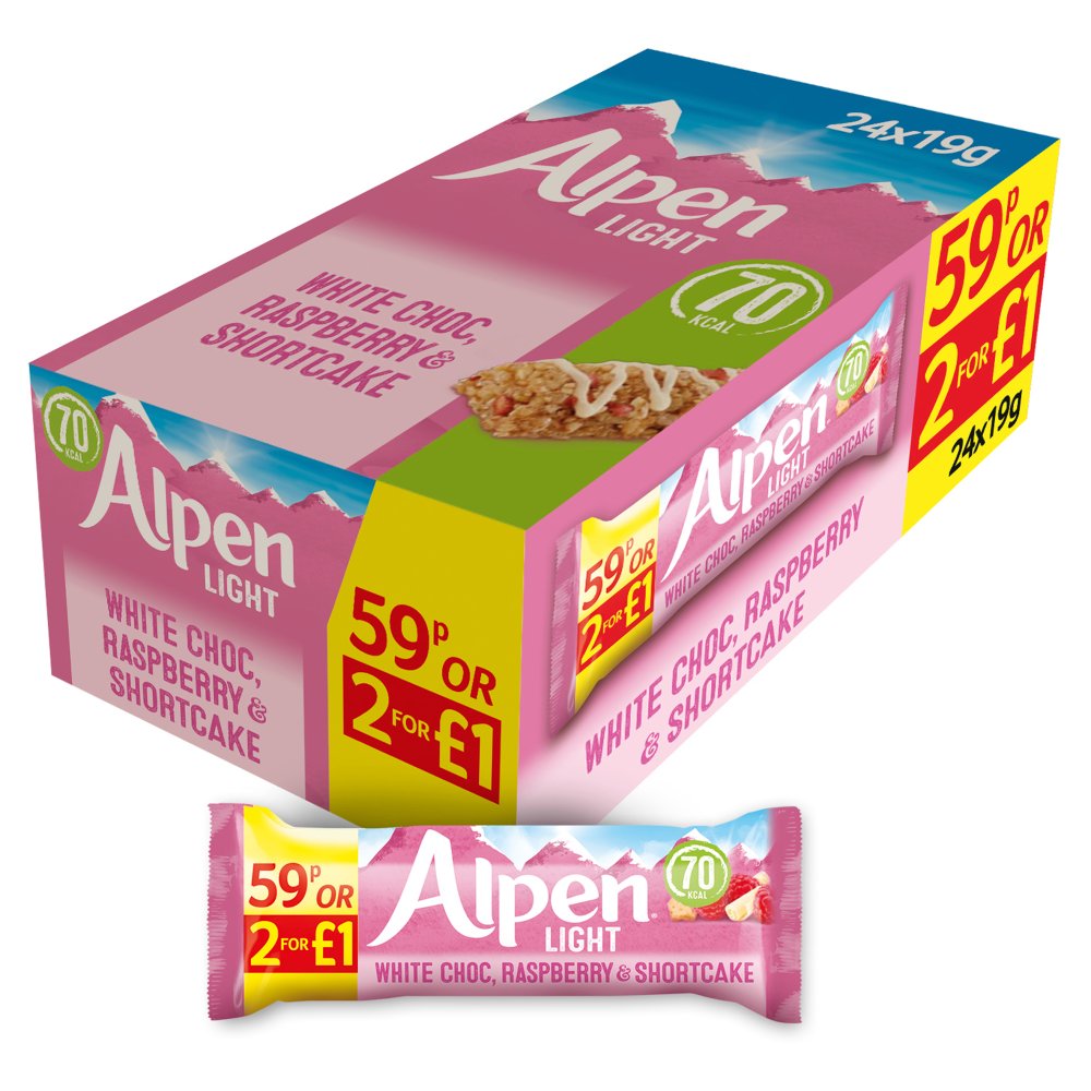 Alpen Light White Choc, Raspberry & Shortcake 19g (Case of 24)