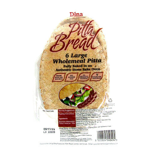 Dina 6 Wholemeal Pitta Bread