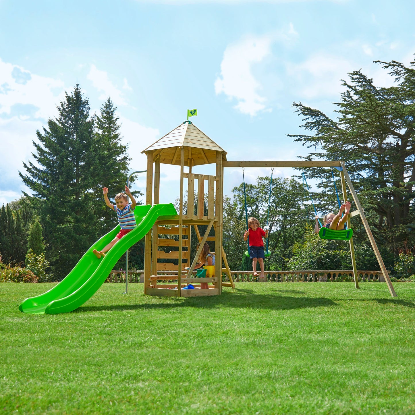 TP Castlewood Beeston Wooden Climbing Frame with Swing Set & Slide - FSC<sup>&reg;</sup> certified